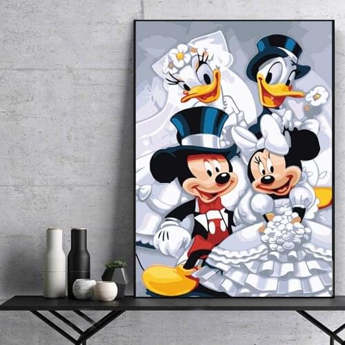 Disney Mickey and Minnie Wedding on Canvas Painting Wall Art Posters and Prints Art Wall Picture for Living Room Home Decoration