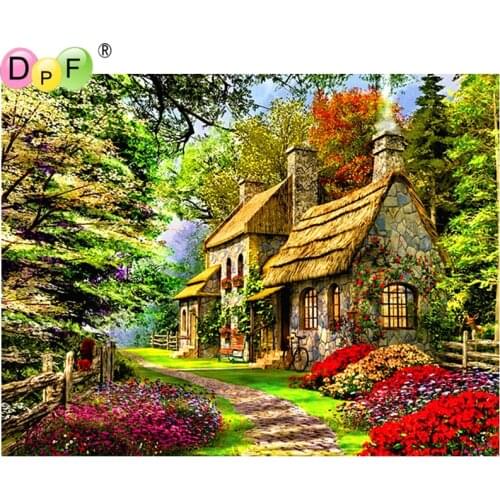DPF DIY Country lane 5D diamond painting cross stitch needlework mosaic diamond embroidery square rhinestone home decor crafts