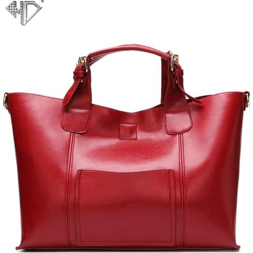 Europe And The Contracted Atmosphere Leisure Genuine Leather Women Bag Handbag Casual Tote Large Capacity Shoulder Bags