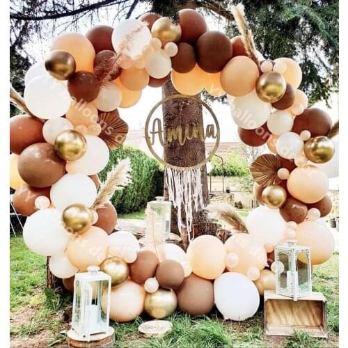 Global DIY Retro Coffee Skin Balloon Garland Arch Kit Balloon Birthday Party Wedding Decorations Baby Shower Kids Decoration