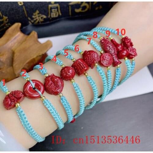 Customized Cinnabar Butterfly Gourd Fish Bead DIY Bracelet Woman Lucky Fashion Gift Green Bangles Handmade Knotted Jewelry