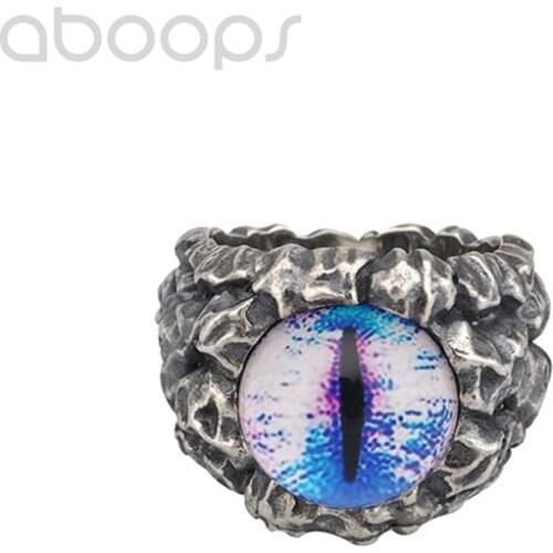 Multi Color 925 Sterling Silver Demon Eye Ring,Hip Hop Ring Jewelry for Men Boys Adjustable Size 8-10.5,Cool Gifts,Free Shipping