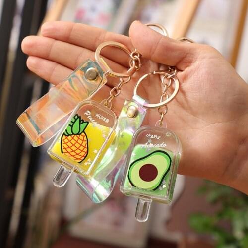 Creative cute fruit ice cream liquid key fob summer oil series keychain car bag pendant gift