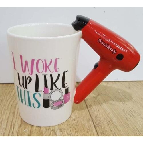 Creative Ceramic Hair Dryer Mug Ladies Tool Hair Dryer C Hair Salon Bathroom Decor Vanity Decor Coffee Cup Hairdresser Gift