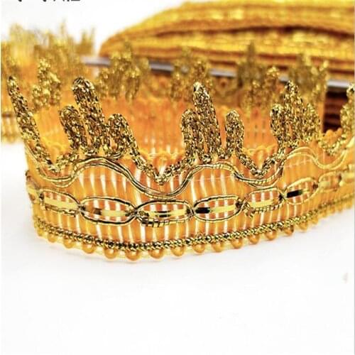 5yards/lot 3cm Crocheted Gold Lace Trimming Ribbon Tape diy Wedding Cosplay Clothes Sewing fabric Handmade Headwear Ornaments