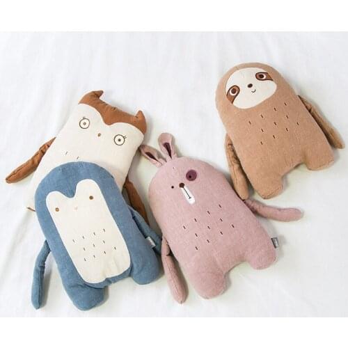 Linen Stuffed Animal Cushion Decorative Sofa Bed Chair Throw Pillow Baby Kids Comforter Dolls Home Nursery Sofa Bay Window Decor