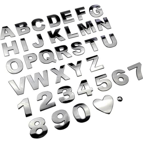 3d Letter Number Emblem for Audi Abarth Buick Lancia Chrysler Nissan Toyota Land Rover Opel Car Truck Chrome Sticker Decoration