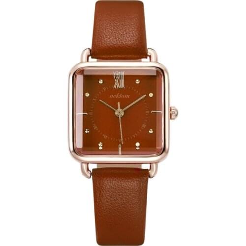 NEKTOM 8019 Marke frauen Uhren Neue Platz Strass Rot Leder Band Wasserdicht Simplicity Damen Uhr
