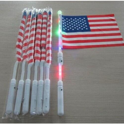 Whosale 20CM*30 cm American Hand LED Flag 4th of July Independence Day USA Banner Flags LED Flag Party Supplies 300pcs/lot