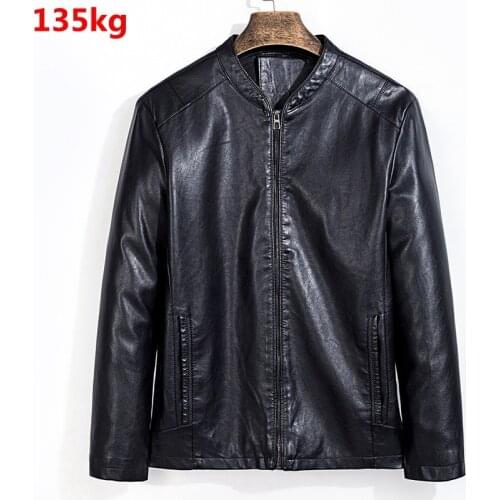 Autumn thin plussize 9XL fashion 10XL casual baseball collar mens jacket leather