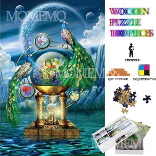 The Peacock 1000 Pieces Jigsaw Puzzle for Adults Wooden Jigsaw Puzzles DIY Assembly 1000 Pieces Wooden Puzzles Toys for Kids Gif