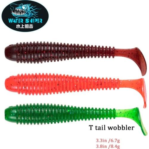 WATER SNIPER 8.3cm 9.6cm Fishing Lure Paddle Tail Soft Baits 6pcs/Lot Multi-Color Silicone Jig Wobblers Worm For PerchFishing