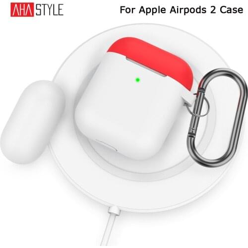 For AirPods 2 Case Silicone Two-Caps Protective Earphone Case Cover Pouch Skin Protector for Apple Airpods Accessories with Hook