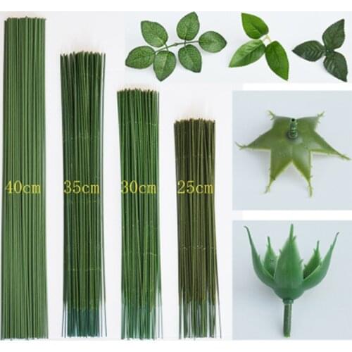 25Pcs/lot Flower Stub Stems Paper/Green Floral Tape Iron Wire Artificial Flower Stub Stems Craft Decor Soap Holding Flowers Stem