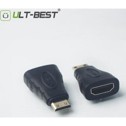 ULT-Best HDMI Adapter Mini HDMI Male To HDMI Type A Female Connector Gold Plated 1080P for HDTV diaplay
