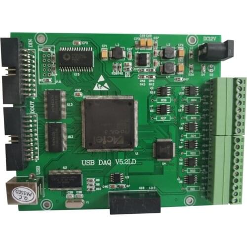 USB Synchronous DAQ 8AD 16-bit 8 Differential Analog Inputs 200Ksps AD 192K FIFO, 16DI / 16DO 2PWM labview DLL
