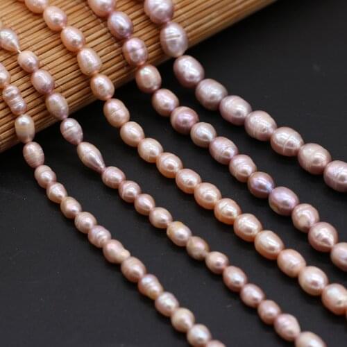 High Quality 100% A Natural Freshwater Rice Shape Purple Pearl Loose Beads for Jewelry Making Bracelet Necklace Accessories Gift