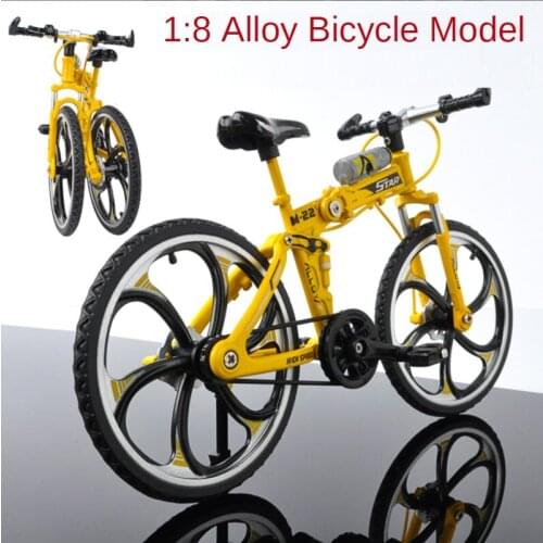 High Quality Die Cast Mini 1: 8 Simulation Alloy Bicycle Model Folding Mountain Racing Roadbike Collection Ornament Gift Toys
