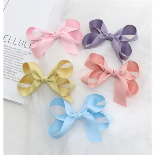10pcs/Lot New Children Solid Color Bow Hairpins Girls Lovely Hair Clips Hair Barrette Headwear Korea Hair Accessories Hairgrips