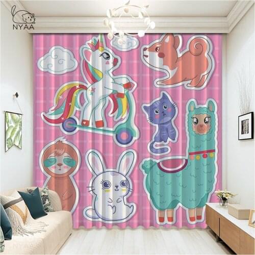 South AmericaS Lama Curtains For Bathroom Hotel Blue Curtain Japanese Panel Curtain Kitchen Window Short Curtains Micro Shading