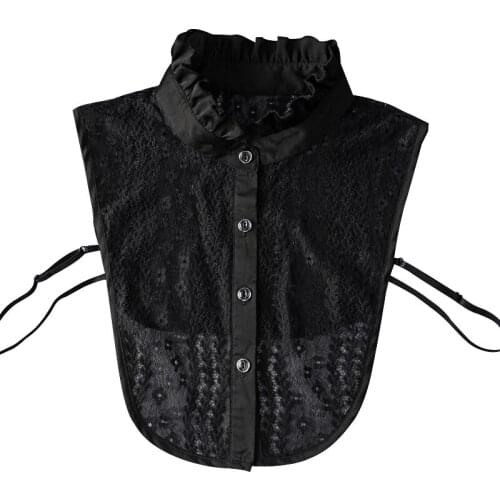 YSMILE Y Women Black Lace Fashion Fake Collar Personality Remove Decoration Detachable Collar Shirt Blouse Accessory For Female