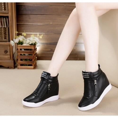 2020 Summer Autumn Platform Wedge Heel Boots Women Shoes With Increased Platform Sole Female Fashion Casual Zip Botas