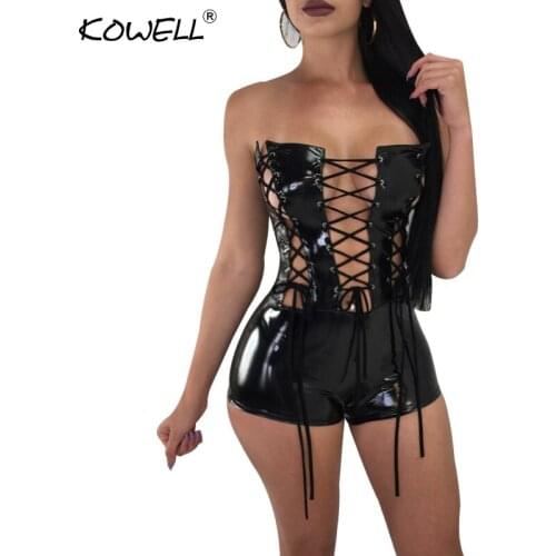 Sexy Bandage Bodycon Rompers Womens Jumpsuit Summer Off Shoulder Hollow Out Backless Sexy Bodysuit Women Party Overalls