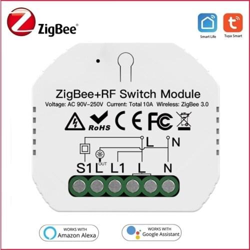 ZigBee 3.0 Smart Switch Module 10A DIY Breaker For Tuya Smart Life APP RF Remote Control Support Alexa Google Home Automation