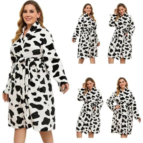 Winter Thicken Printed Plus Size Long Bathrobe Warm Flannel Bath Robe Open Kimono Robes Dressing Gown Night Sleepwear Leisure