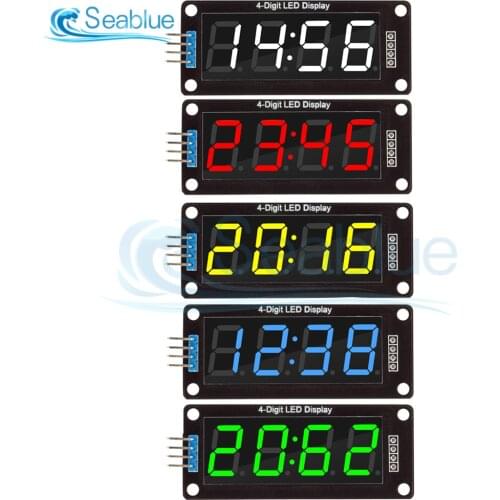 0.56 inch 4-Digit 7 Segments Digital Tube Clock Module Double Dots Blue Yellow White Green Red LED Display TM1637 For Arduino