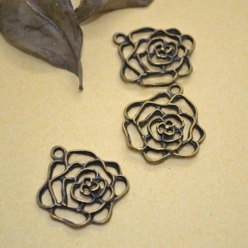 10Pcs Zinc Alloy Antique Bronze flower Charm DIY Jewelry Making 28*24mm 1465