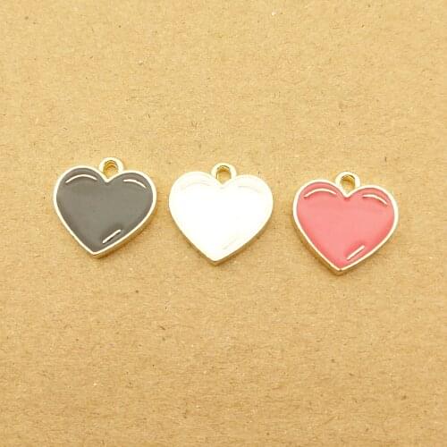 10pcs 12x13mm enamel heart charm for jewelry making and crafting cute earring pendant bracelet necklace charms diy charms