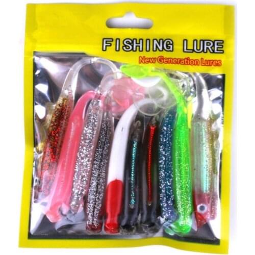 10pcs/set Soft Baits Pesca Artificial Fishing Lure 52g Japan Shad Worm Swimbait Jig Head Fly Fishing New