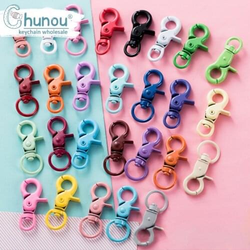 10PCS/Lot 20X43mm Color Painted Keyring Charms Buckle Lobster Lock DIY Chain Handmade Decoration Jewelry Accessories Wholesale