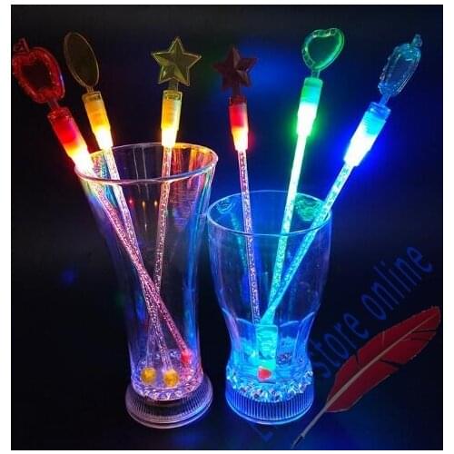 100 pcs LED Light Swizzle Sticks Plastic Coctail Sticks Fashion Bar Tools Drink Stirrers