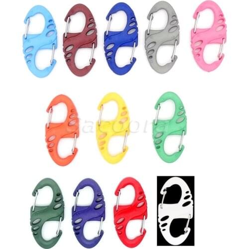 12pcs Colorful Plastic S Hook Carabiner Clips For Paracord Survival Bracelet/Keychain 12 Colors