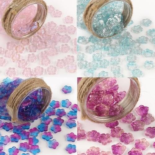 60pcs Multi Gradient Plum Flower Czech Lampwork Crystal Glass Spacer Beads For Jewelry Making Diy Needlework Bracelet Hairpin