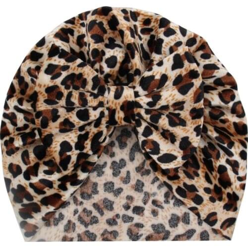 2021 Newborn Infant Baby Girl Boy Knot Bow Turban Hat Head Wrap Leopard India Hat Cotton Cap Newborn Velvet Beanie Caps