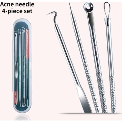 4pcs Stainless Steel Acne Removal Needles Pimple Blackhead Remover Tools Spoon Face Skin Care Tools Needles Facial Pore Cleaner