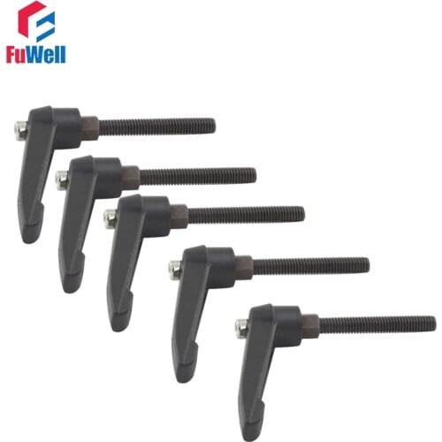 5pcs M6 x 20mm Thread Black 6mm Thread Diameter 20mm Thread Length Machinery Knob Adjustable Handle Clamping Handles