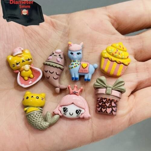 7PCS Resin Cute Cartoon Fridge Magnetic Sticker Kawaii Girls Fish Cat Cake Gifts Alpaca Refrigerator Magnet Kitchen Decoration