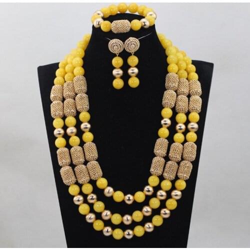 Honorable Yellow Coral Beads Jewelry sets Nigerian African Wedding Bridal/Women Beads Necklace Jewelry Sets Free Shipping CJ810