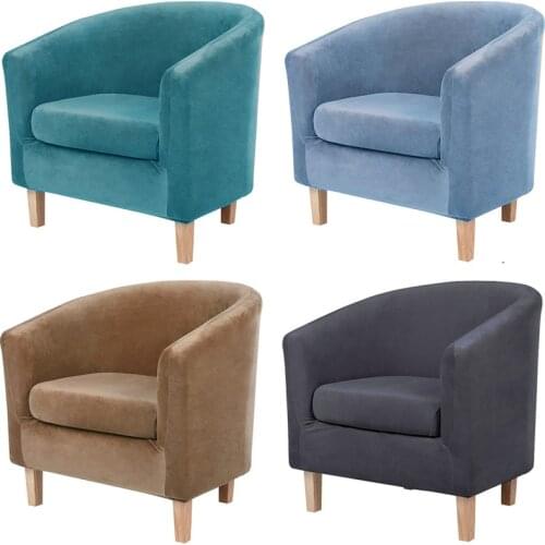 1Set Tub Chair Slipcovers Split Style Living Room Arc Small Sofa Covers With Cushion Cover Washable Furniture Protector Cover