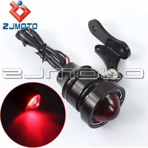 Black Universal Motorcycle Rear Light Brake Tail Light Lamp W/ Bracket Fit For Harley Bobber Chopper Cafe Racer