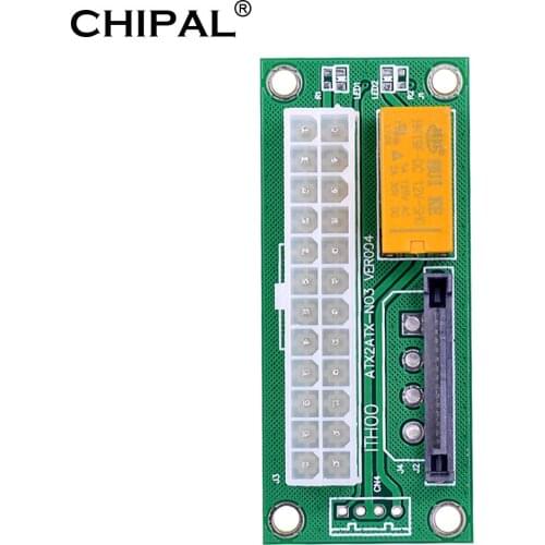 CHIPAL 50pcs ATX 24Pin to 15pin SATA Dual PSU Power Supply Sync Starter Extender Cable Cord For ADD2PSU Converter Card