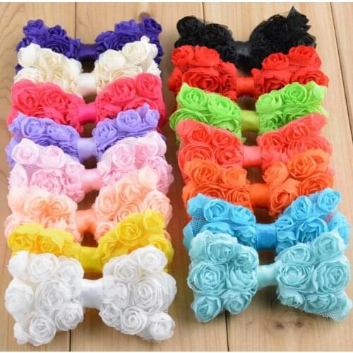 Kids DIY Lace Rose Bowknot Chiffon Hair Bow Flowers Hair Accessories Free Shipping