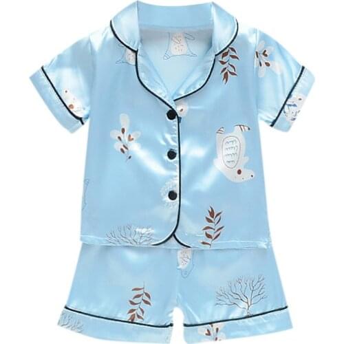 Baby Pajamas Set Short Sleeve Child Blouse Tops+Shorts Sleepwear Kids Clothes Pajama Sets Boys Girls Cartoon Deer Print Outfits