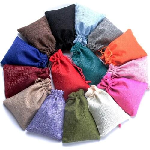 10PCS 9x12cm Jute Burlap Drawstring Bags Jewelry Packaging Display Bags Christmas Halloween Birthday Party Candy Box Gift Bags