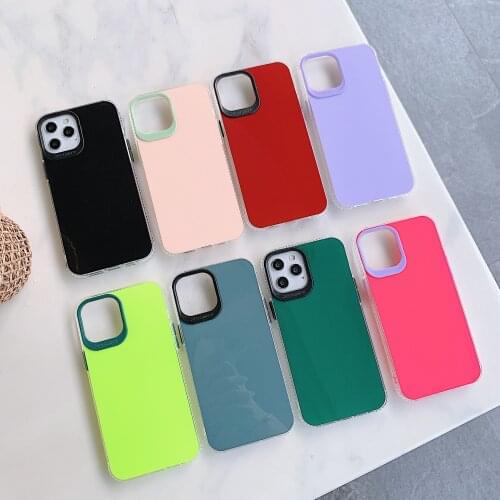 For iPhone 12 Pro Max Case Neon Fluorescence Shockproof Silicon Cover for iPhone 11 12 mini SE 2020 XR 12 7 Plus 8 XS X Cases