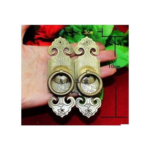 Hardware accessories 30MM*100MM Brass Antique Chinese straight door handle furniture door pull